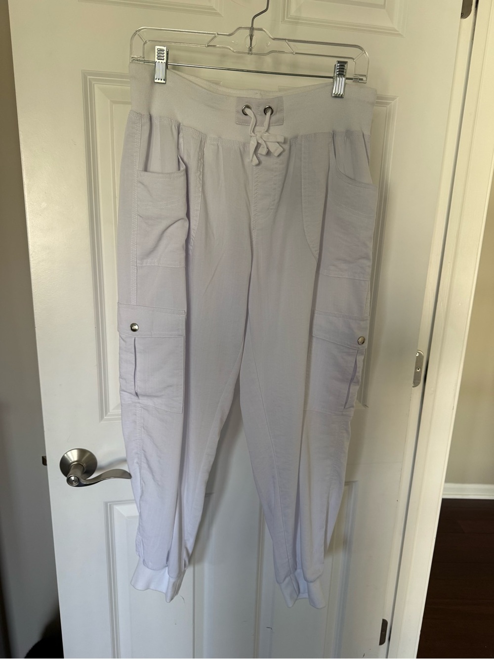 White Cargo Joggers with Drawstring Waist